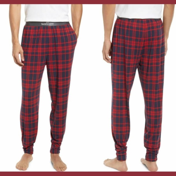 NWT $68 Tommy John [ Medium or Large ] SS Plaid Pajama Pants in Cocoa‎ Plaid - Picture 1 of 14